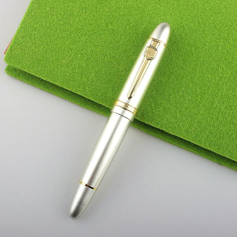 Metal ball pen with pearl bead body and gold clip, 0.5mm tip, in red and gold finish