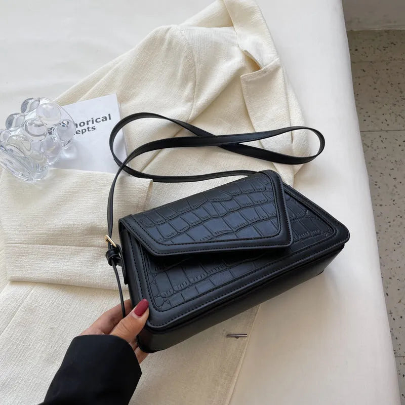 Stone pattern square shoulder bag in PU material with urban simplicity style