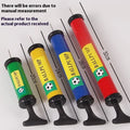Mixed colour plastic manual hand pump for sports balls on a white background