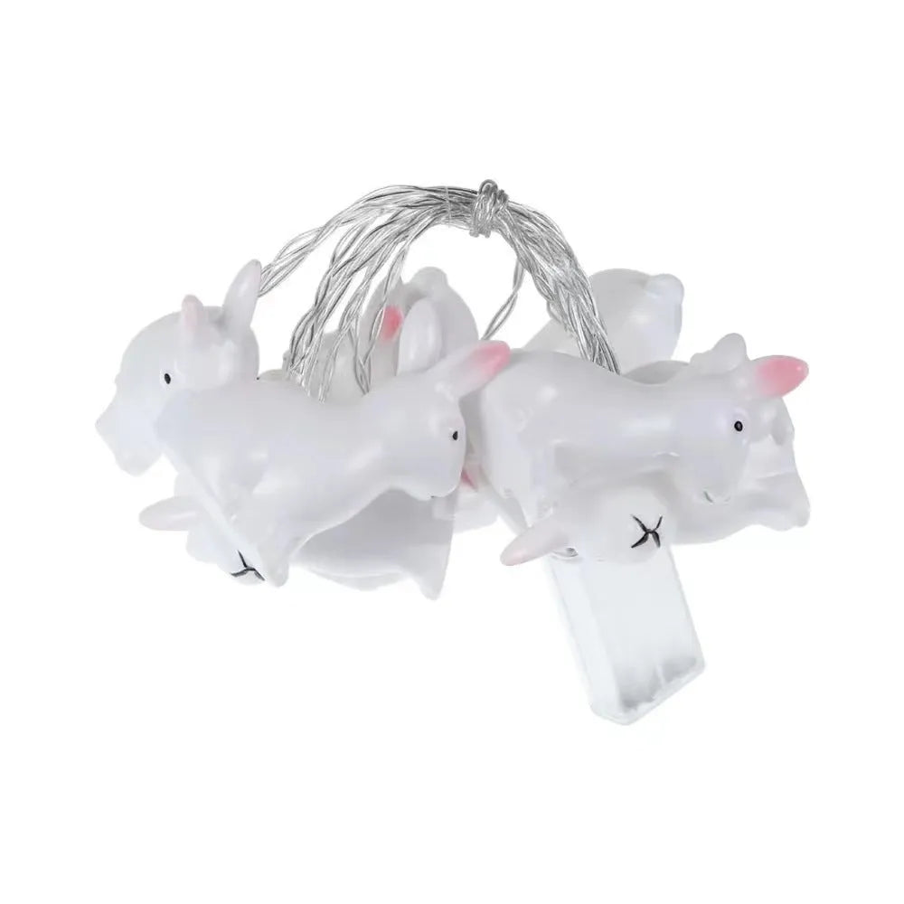 Easter plastic egg lamp string with warm white lights, cross pattern, USB battery powered, 10 lamps on 1.5m wire