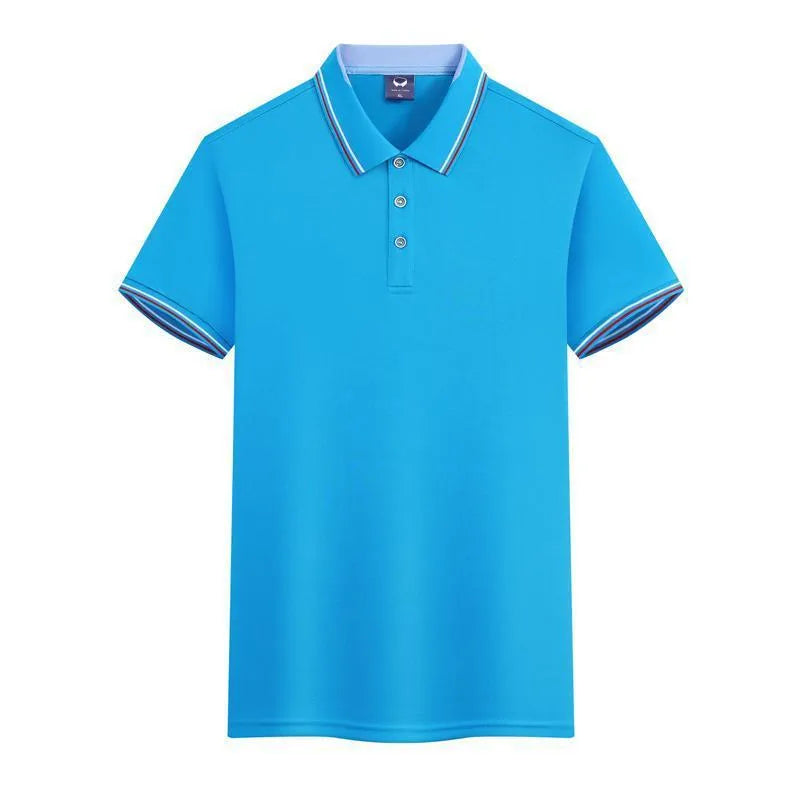 Slim fit ice silk quick-drying polo shirt in blue gray colour with short sleeves and collar