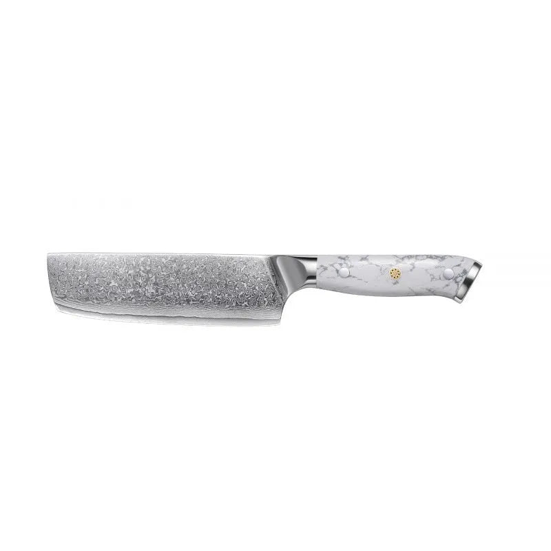 Damascus steel chef's knife with 21cm VG10 blade and 11cm handle measuring 32cm total length