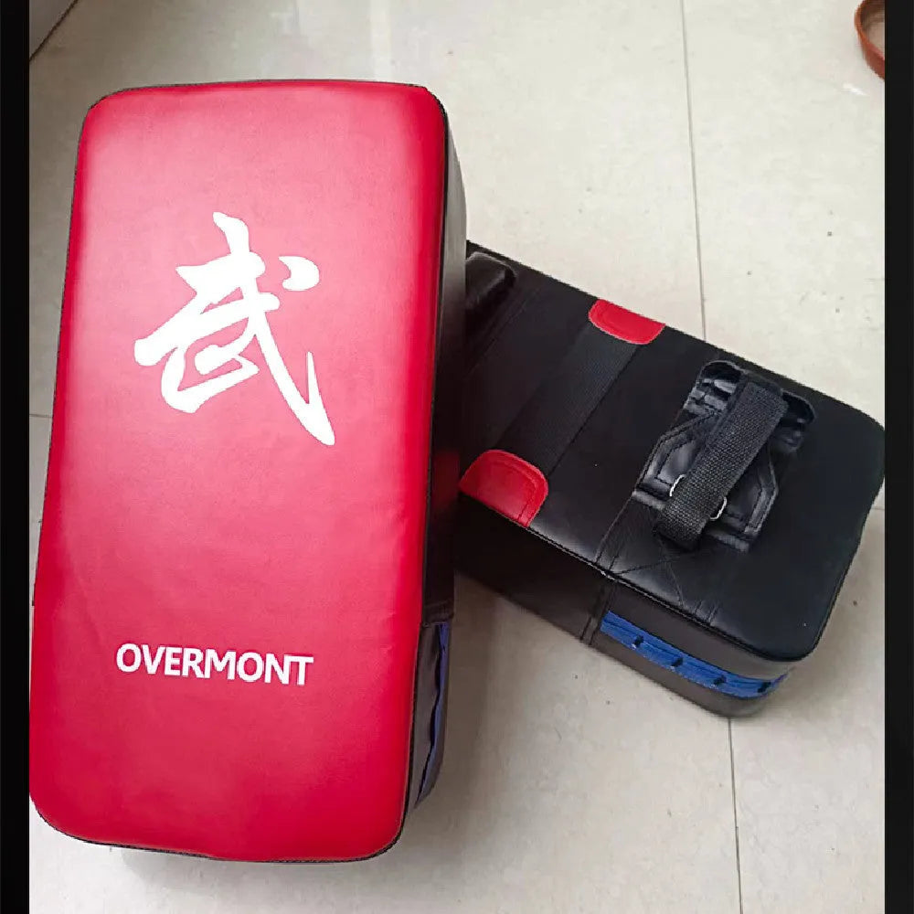 Red martial arts boxing kick target pad for training with hand-sewn construction