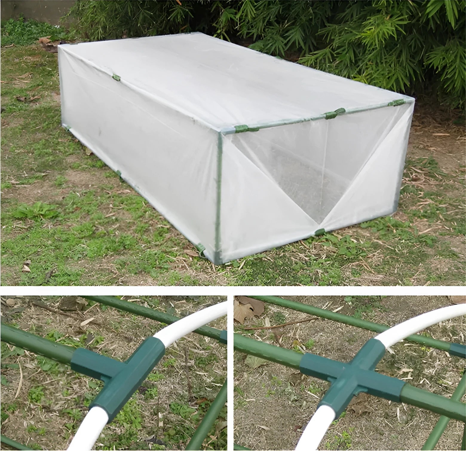 Three-way and four-way plant support connectors for 11mm garden stakes