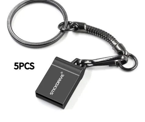 Silver metal USB drive necklace on a black lanyard showing compact cylindrical design.