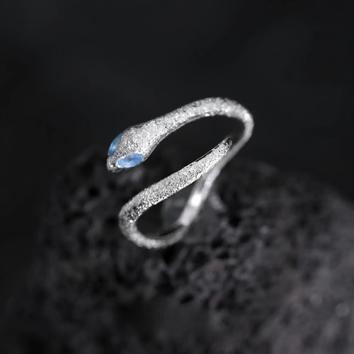 Adjustable silver snake ring with electroplated platinum colour finish for women