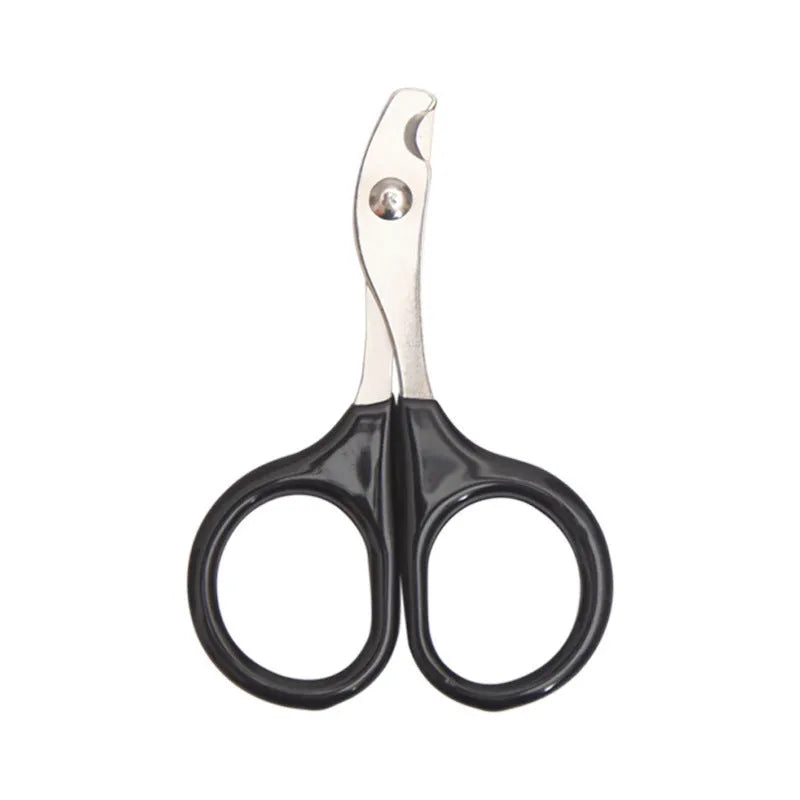 Stainless steel pet nail clippers with coloured plastic and rubber handle for dogs and cats