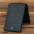 Men's slim leather card holder wallet with multiple card slots and a mobile phone pocket.