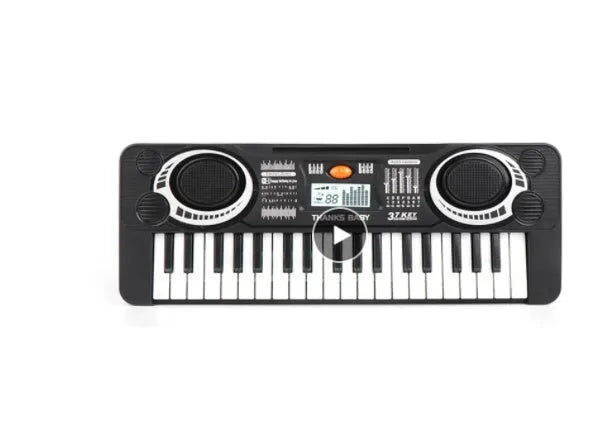 Black plastic 37-key electronic organ toy for children aged 4-6