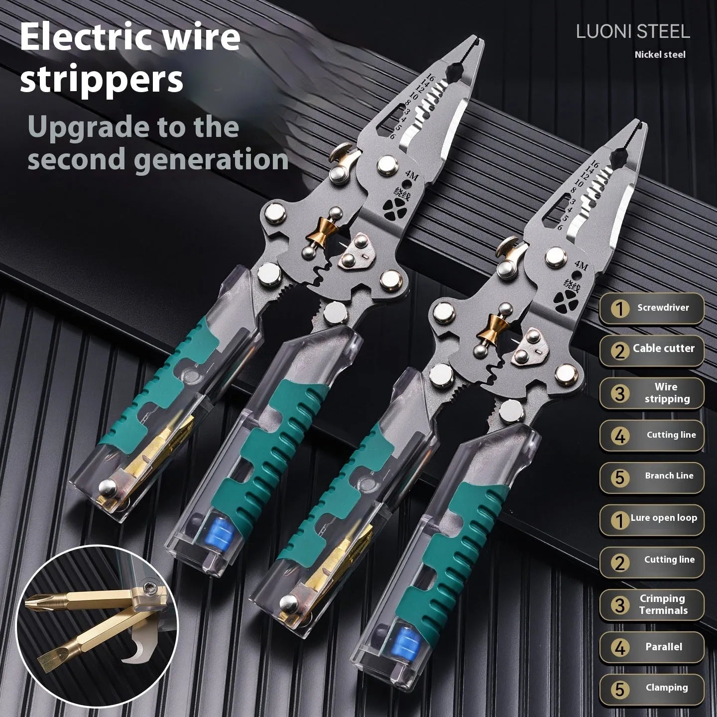 8.8 inch electricians pliers and wire stripper tool with rust prevention coating