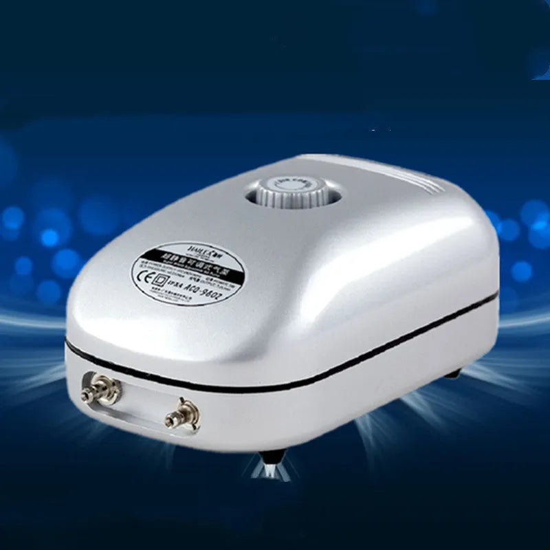 Ultra-quiet fish tank oxygen pump with adjustable valve, 165x100x75mm