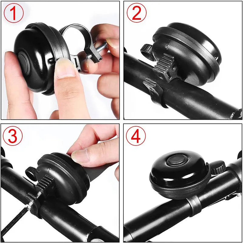 Black bicycle flat bell with 58mm diameter for mountain bike handlebars