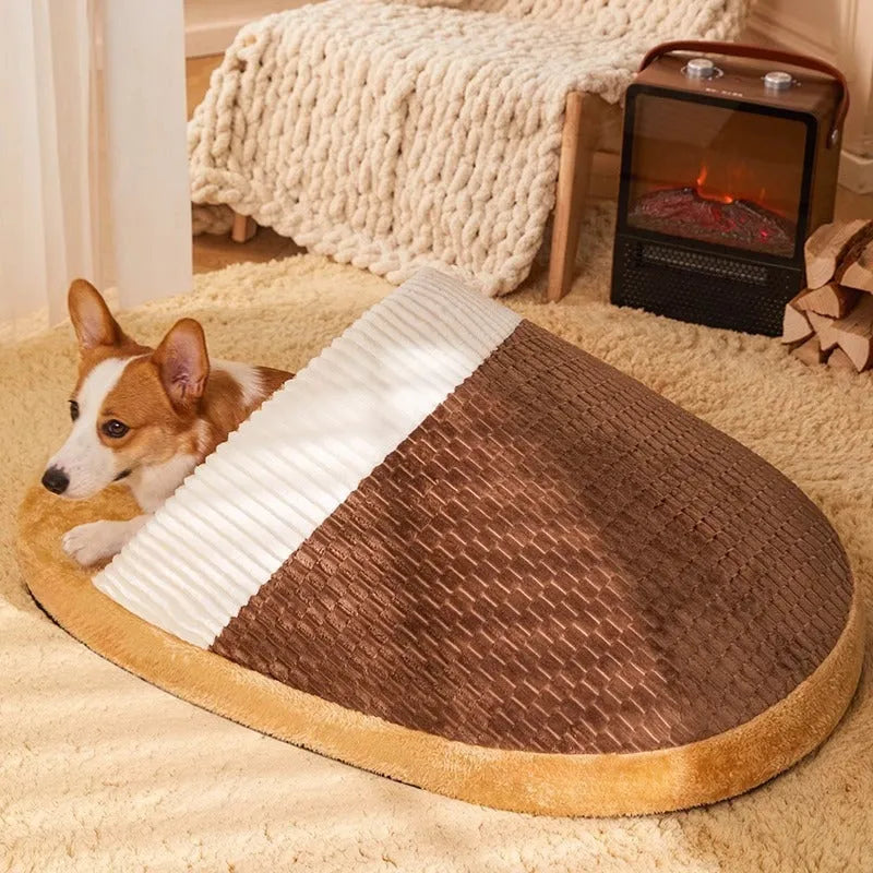 Blue dog nest sleeping bag with removable inner cushion for small to medium breeds