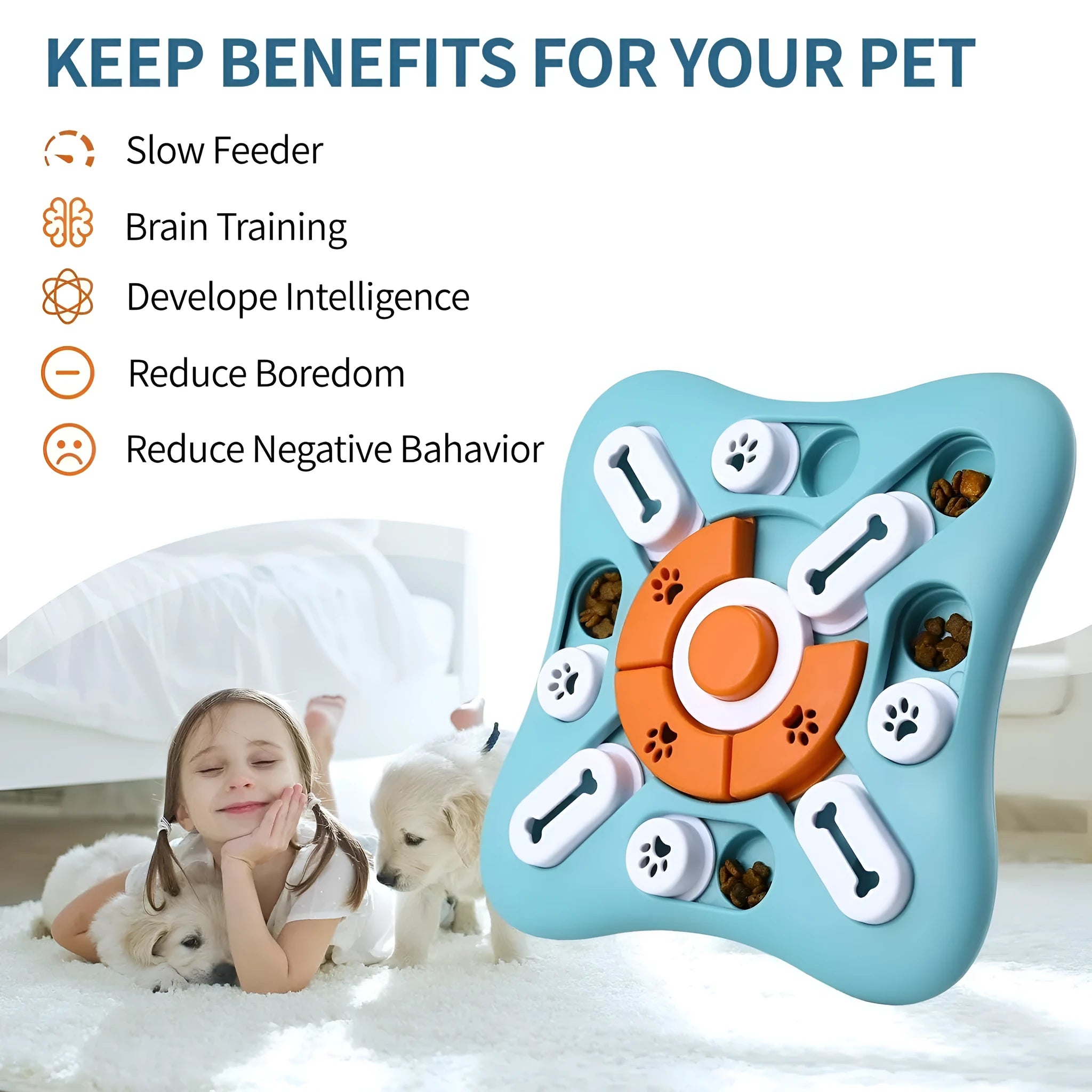 Light blue ABS plastic dog squeaky toy with vocalisation feature on neutral background