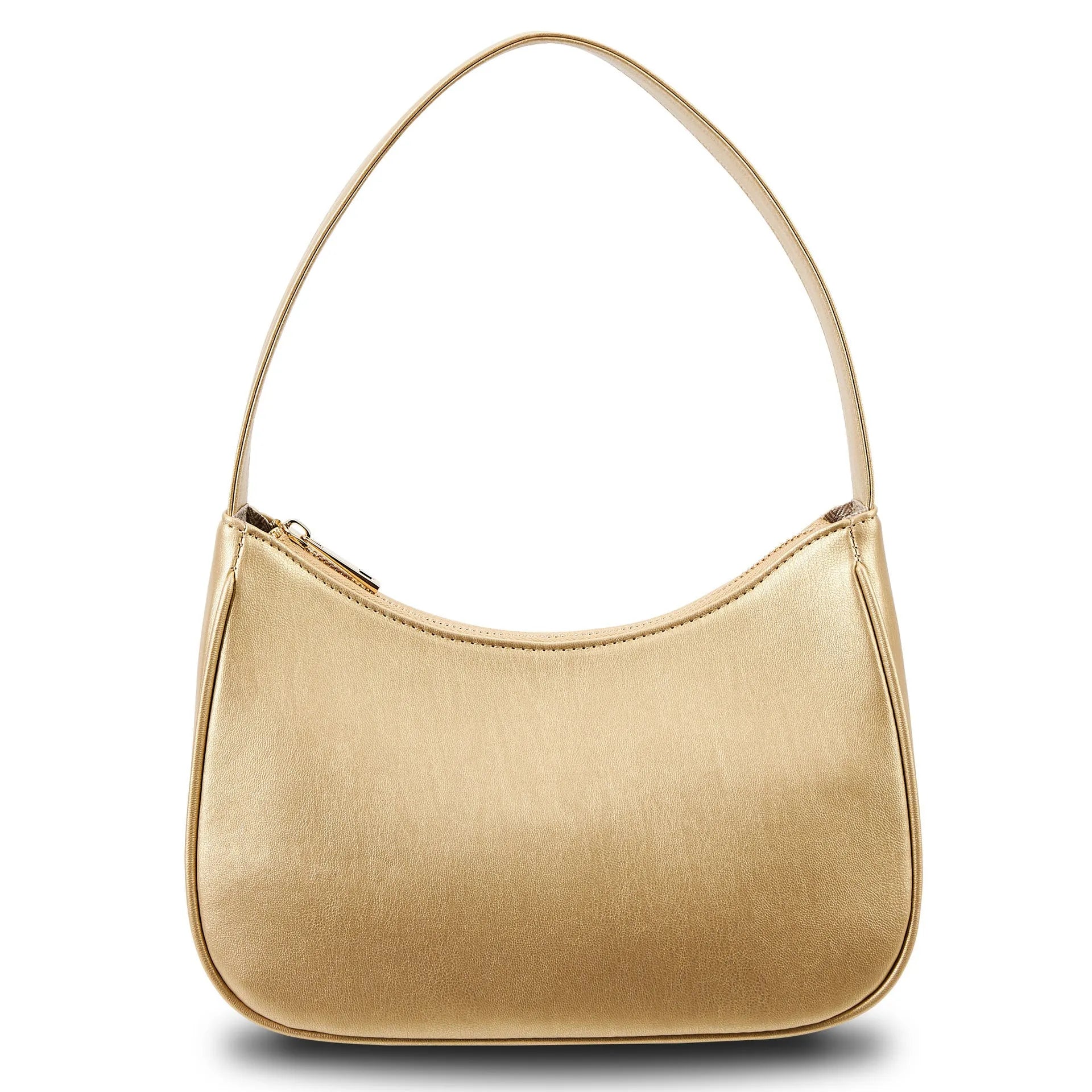 Simple retro waterproof PU shoulder bag in crossbody style shown in apricot colour.