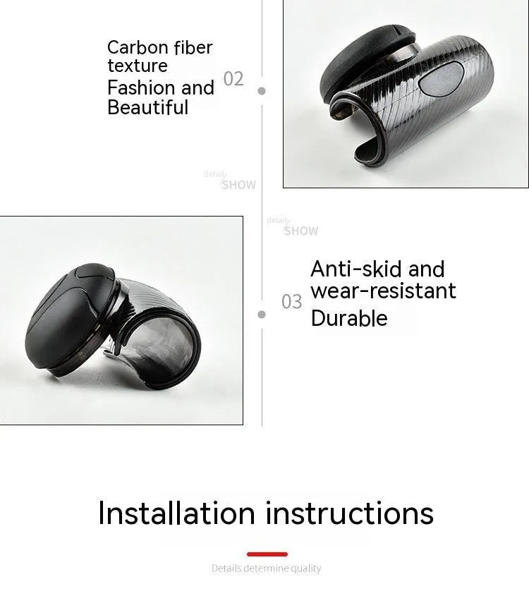 Black and blue silicone steering wheel assist ball showing round design for single-handed steering control.
