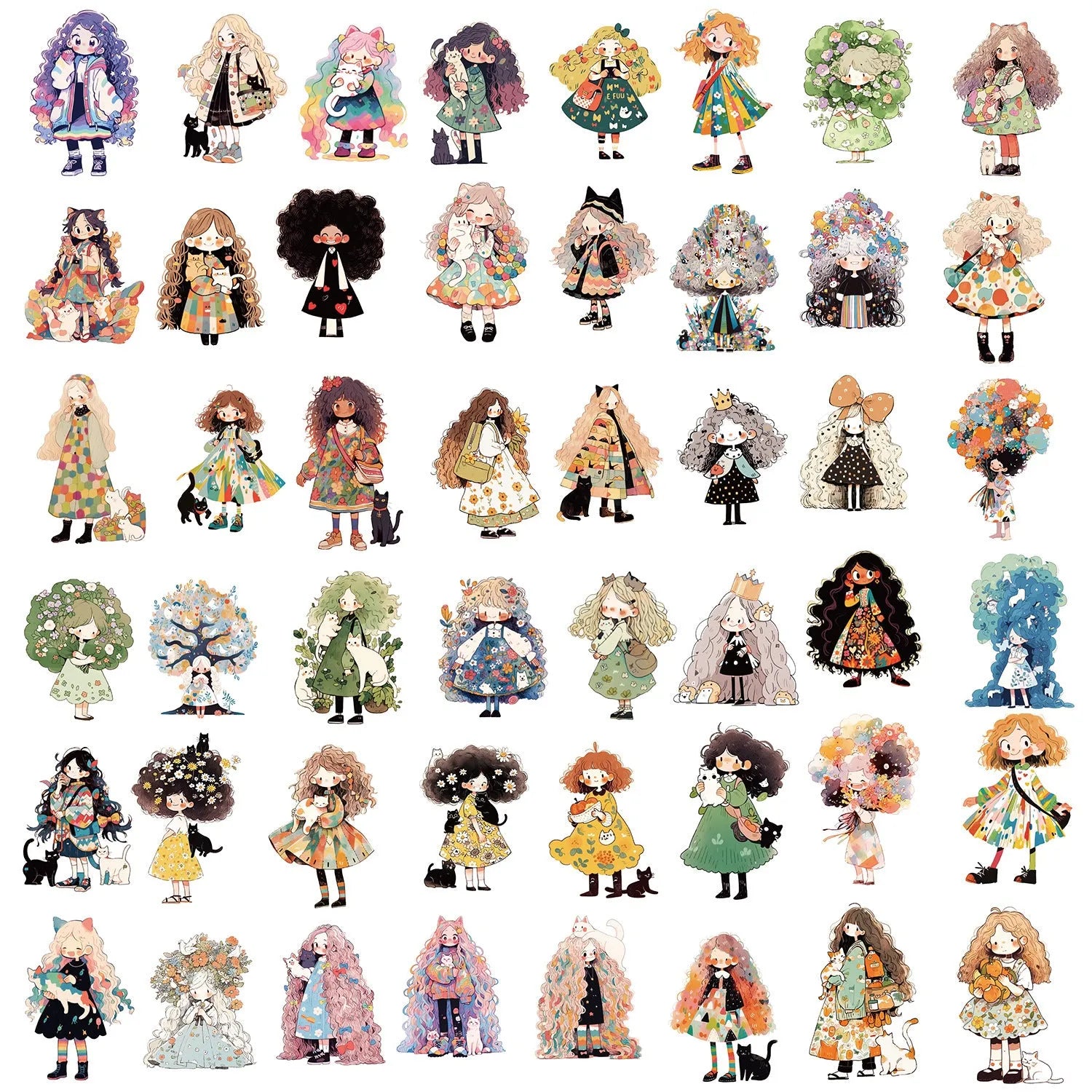 50 pack JDM car cartoon graffiti offset printed waterproof stickers for customisation