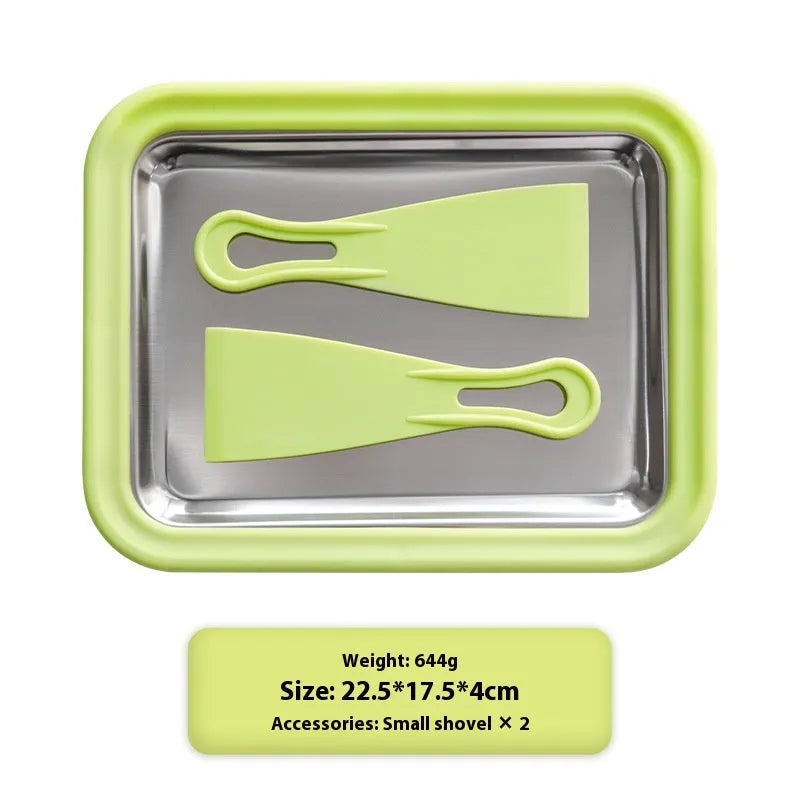 Green children's DIY fried yogurt machine with aluminium gasket measuring 22.5cm