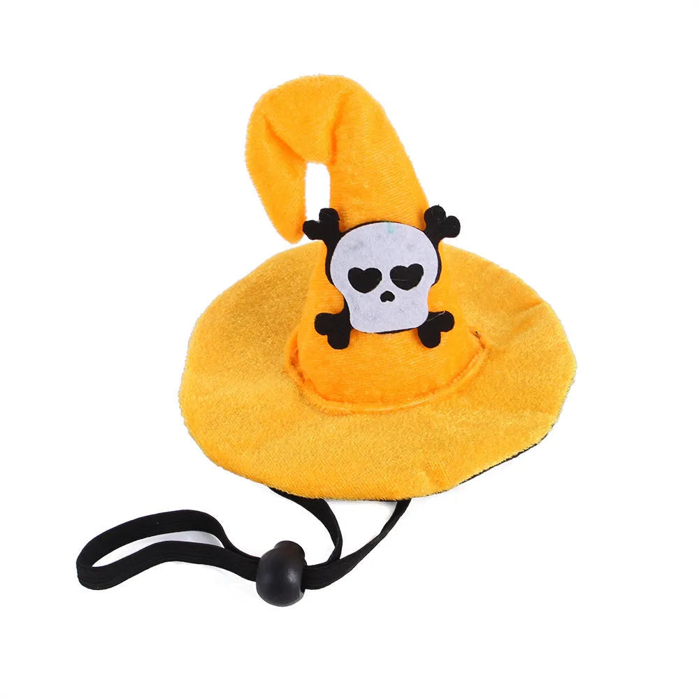 Cloth pumpkin Halloween hat for cats with embossed seasonal designs