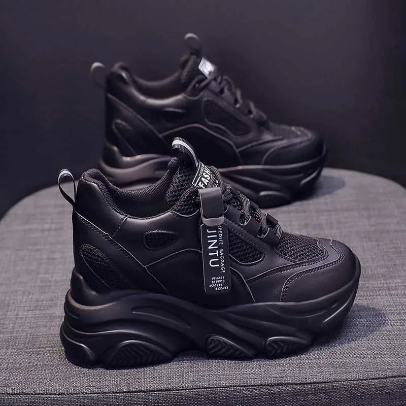 Women's casual platform shoes with mesh upper and TPR sole in various colour and lining options