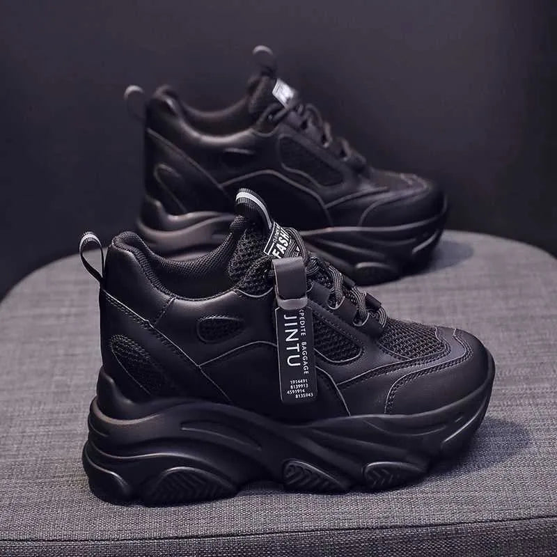 Women's casual platform shoes with mesh upper and TPR sole in various colour and lining options