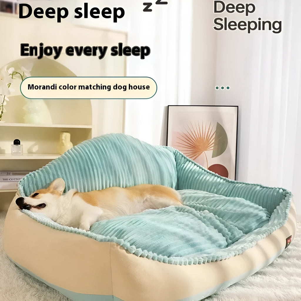 Morandi coloured removable pet bed mat with soft padding, shown in Large 90cm size.