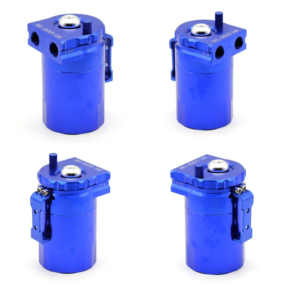 Aluminium alloy car engine oil breathable pot in red, blue, black, and silver colour options.