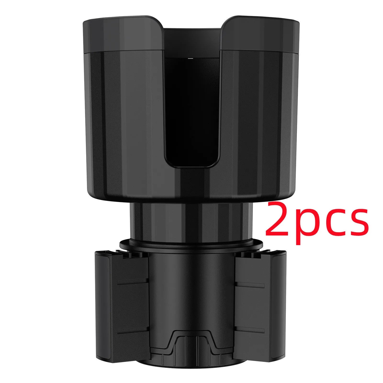 Matte black adjustable car cup holder expander for large bottles and cups.