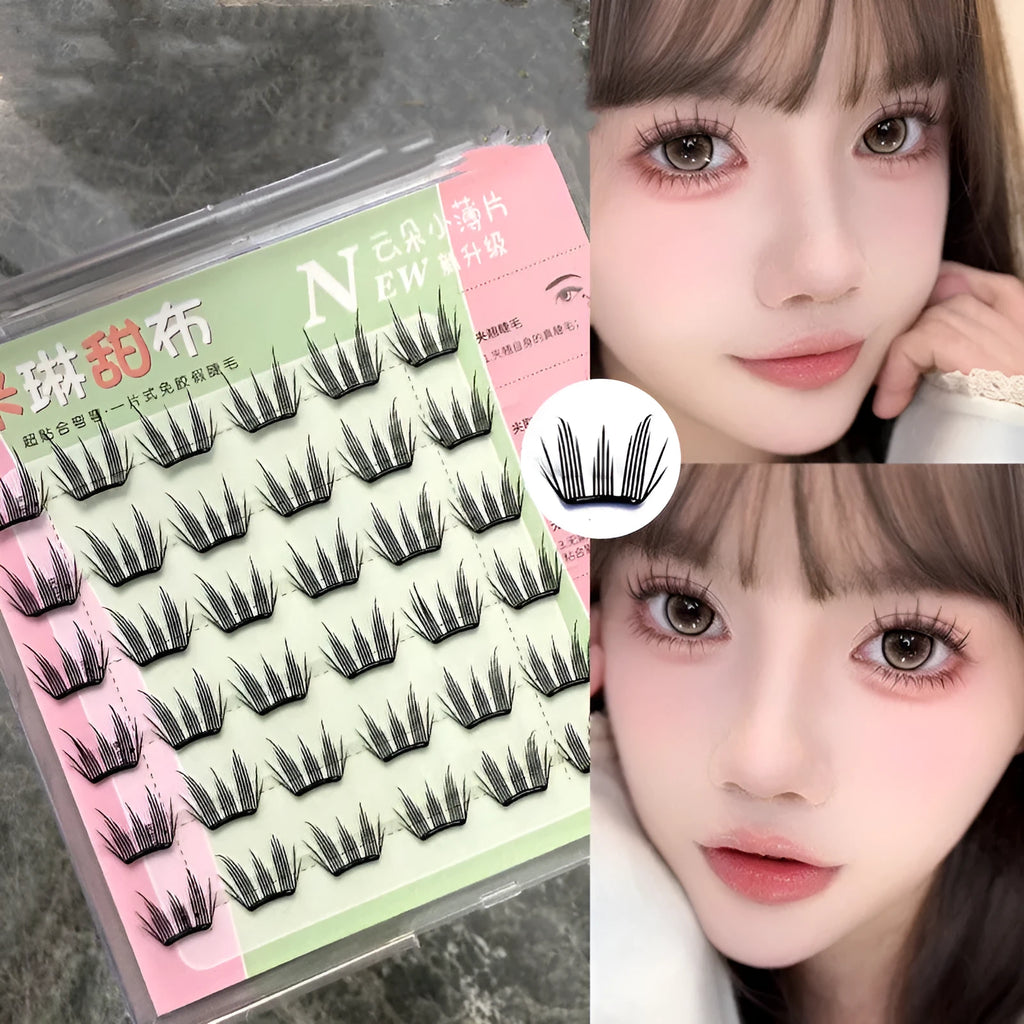 Milin Sweet Cloth glue-free split false eyelashes 12mm artificial fibre set of 6 rows self-adhesive strips