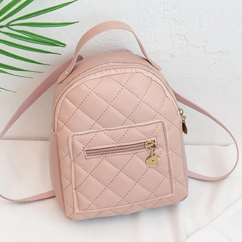 Girls' hard square embroidered backpack in white colour showing front design and soft handle.
