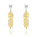 S925 sterling silver diamond-encrusted wheat tassel earrings 10K gold floral leaf design women's light luxury jewellery