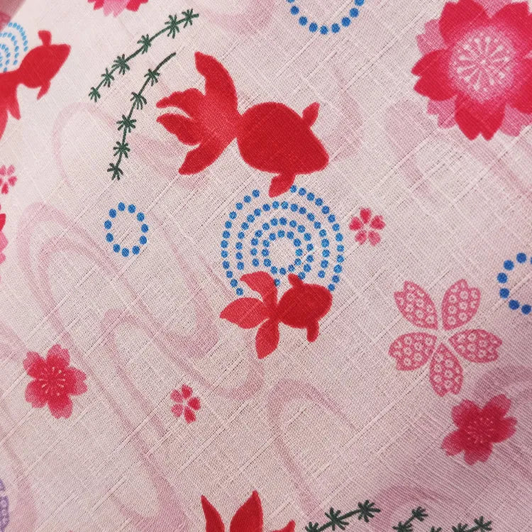 Cotton cherry blossom short sleeve home suit in pink with matching parent and child sizes 90cm to 185cm