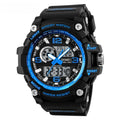 Sports waterproof electronic watch for men with black silicone strap and round dial