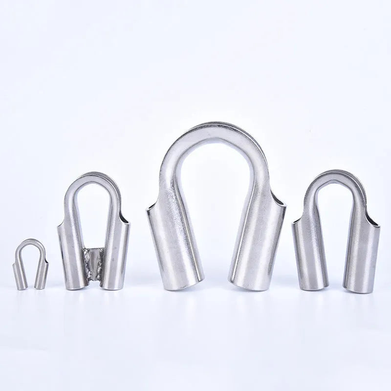 Stainless steel tubular chicken heart ring in various metric sizes from M4 to M35 tube diameter.