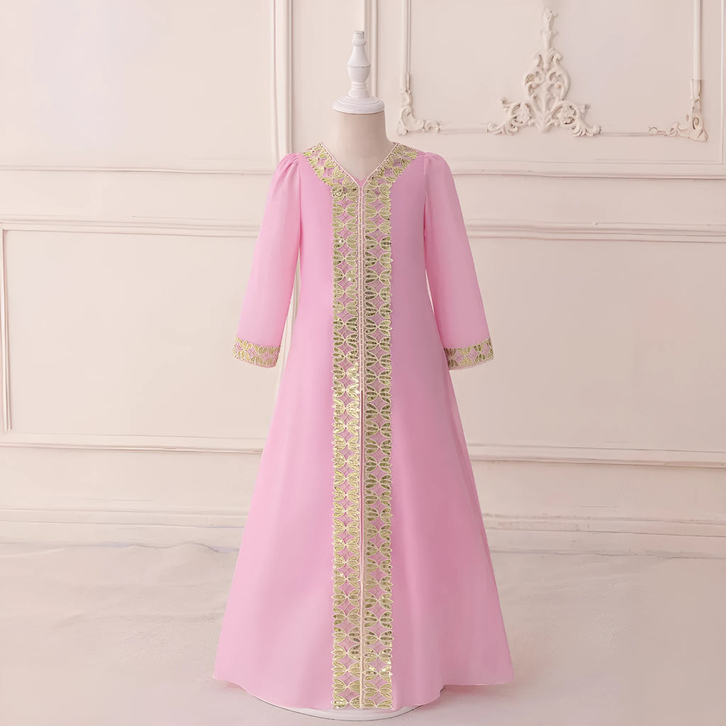 Girls chiffon moose dress in AMSL80 pink for 110-140cm height polyester fibre