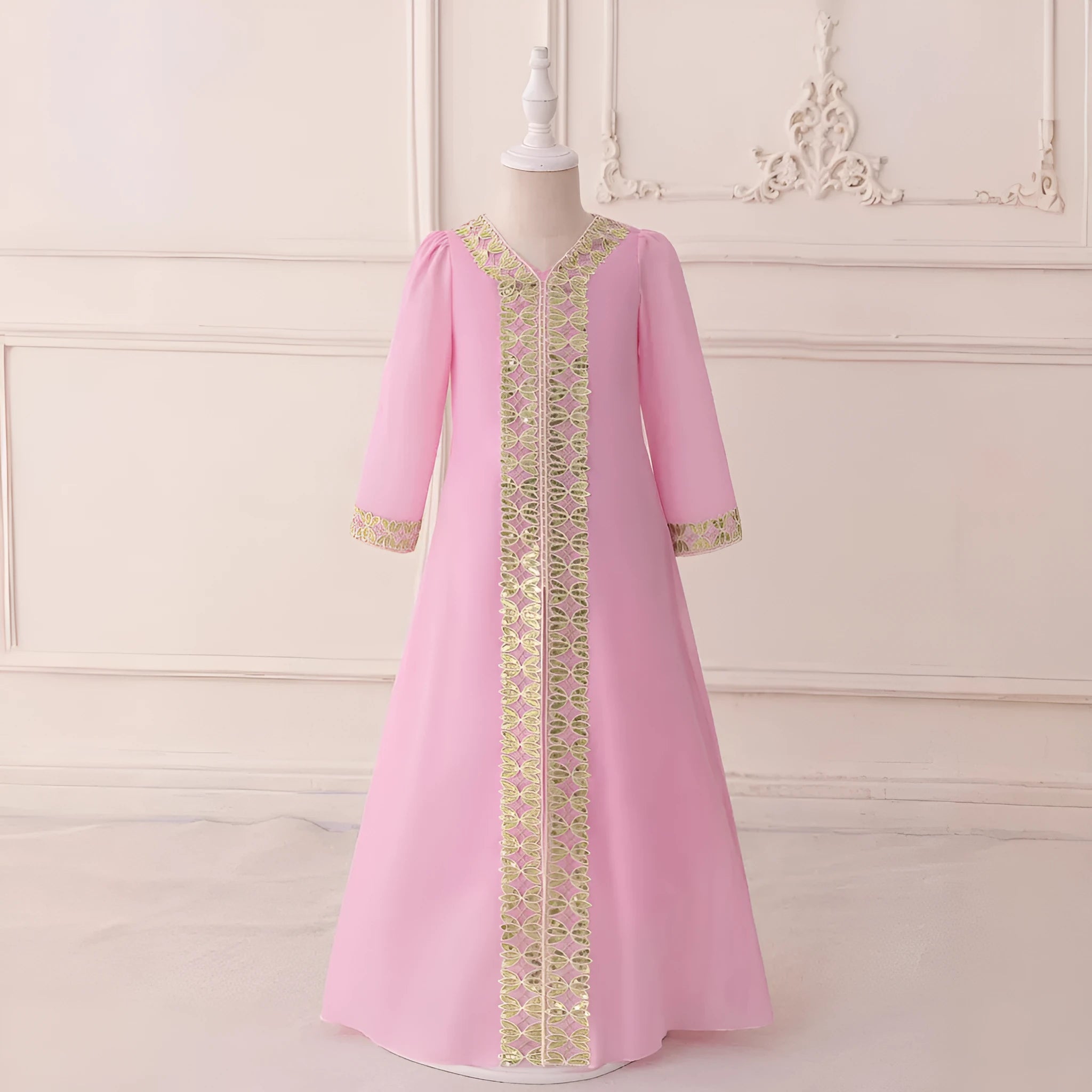 Girls chiffon moose dress in AMSL80 pink for 110-140cm height polyester fibre