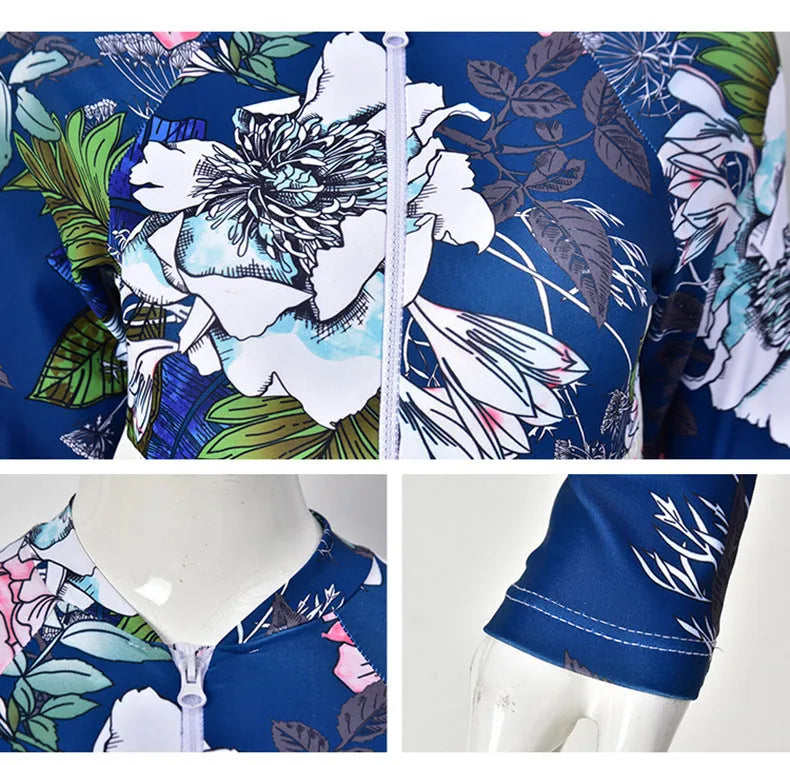 One-piece boxer swimsuit with printing pattern in nylon fabric