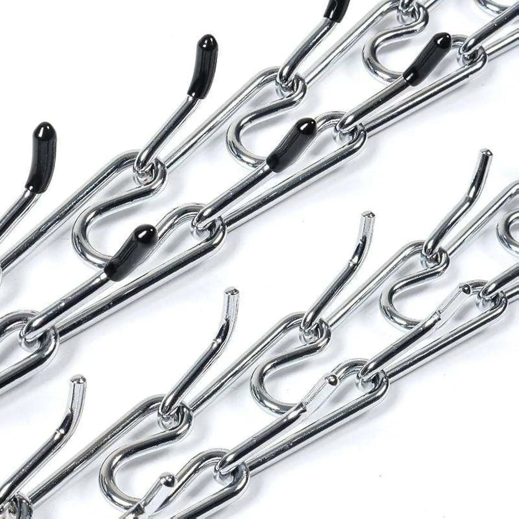 Stainless steel dog prong training collar with adjustable links and comfort rubber tips.