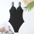 Women's striped one-piece swimsuit in polyester fabric for swimming