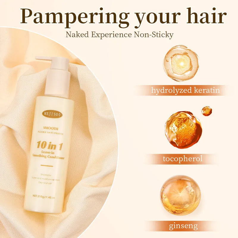 Wash-free 10-in-1 hair conditioner in 210g disposable bottle for ladies hair care