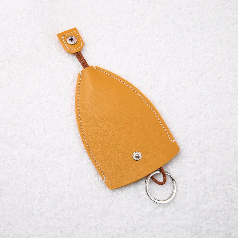Colourful cartoon PU leather pull-out key case for car keys, shown open and closed