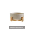 Cat ceramic bowl with wooden frame in straight matte finish, anti-tumble design