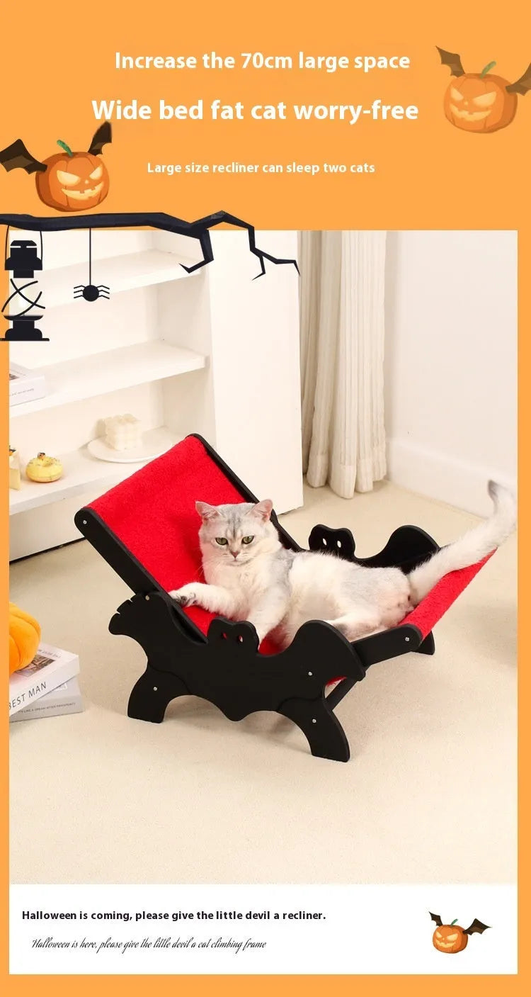 Black and red Halloween themed wooden cat recliner bed MW-054
