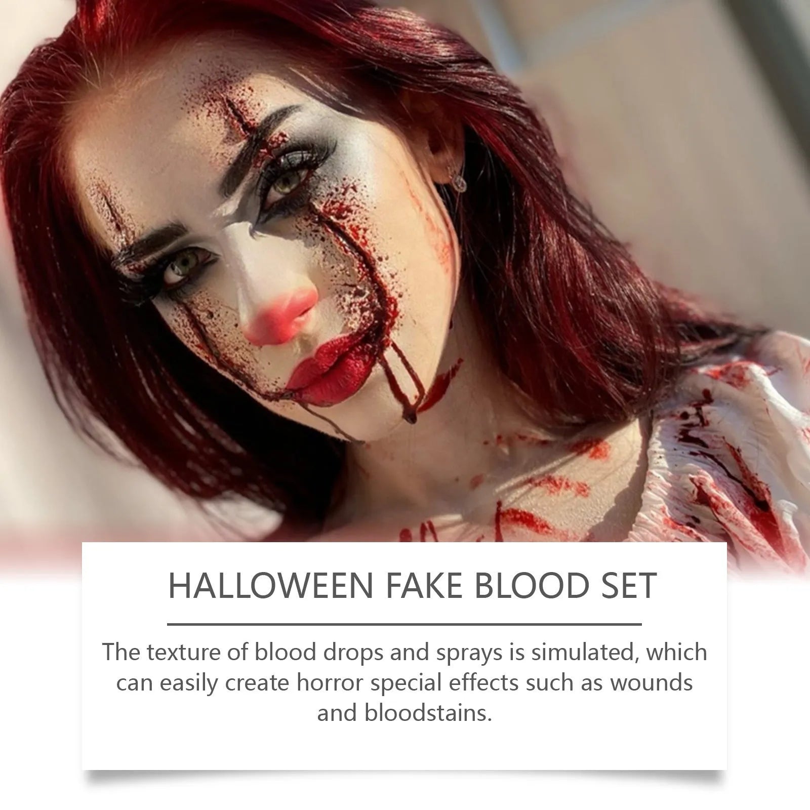 3-piece washable simulation fake blood set with plasma drops, spray, and facial soap for horror makeup effects