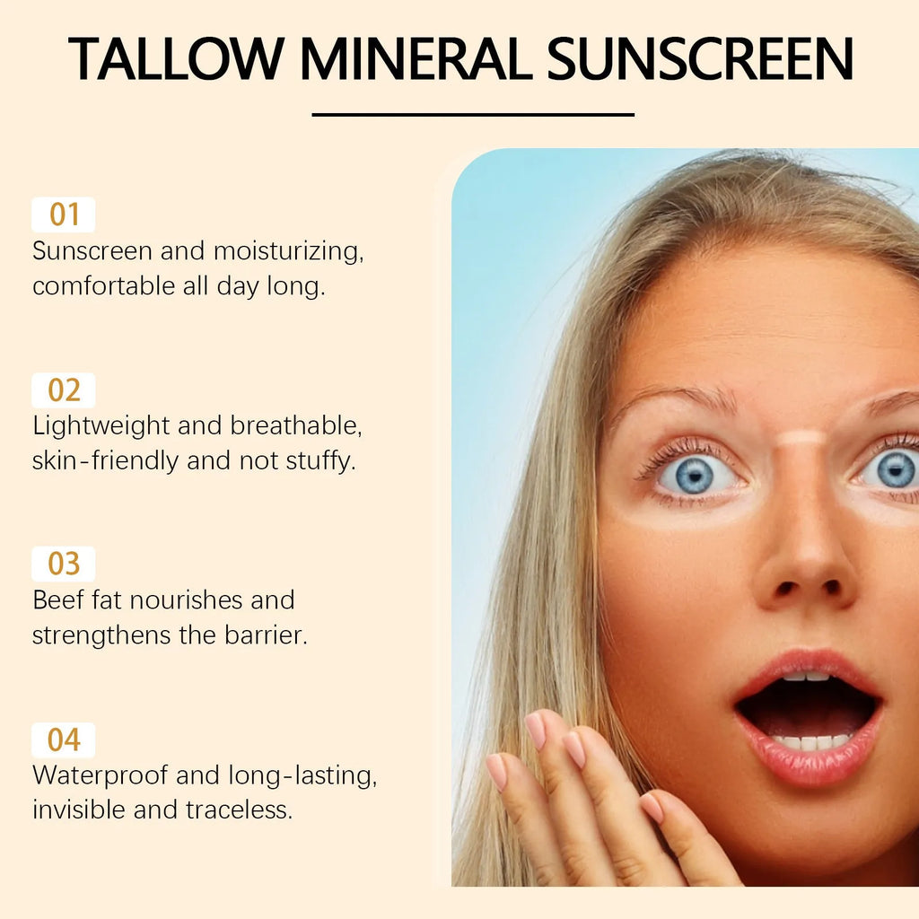 Cow fat moisturising sunscreen tube with 60g net content showing cream formulation