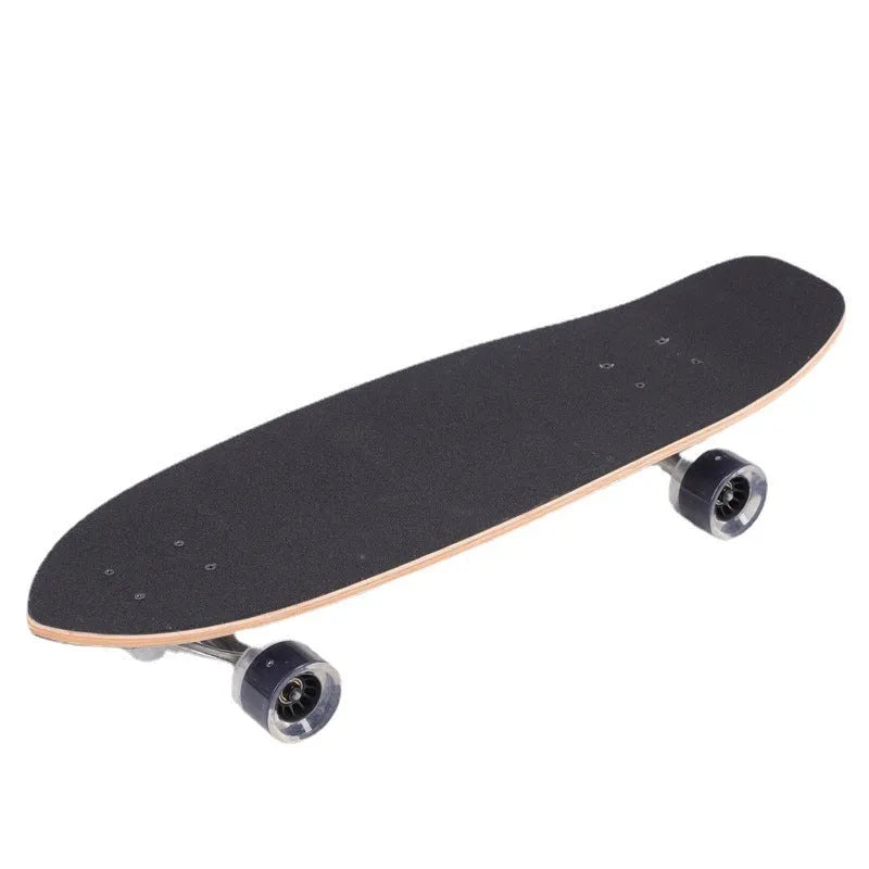 White wooden street scooter with maple construction and 31 inch deck length