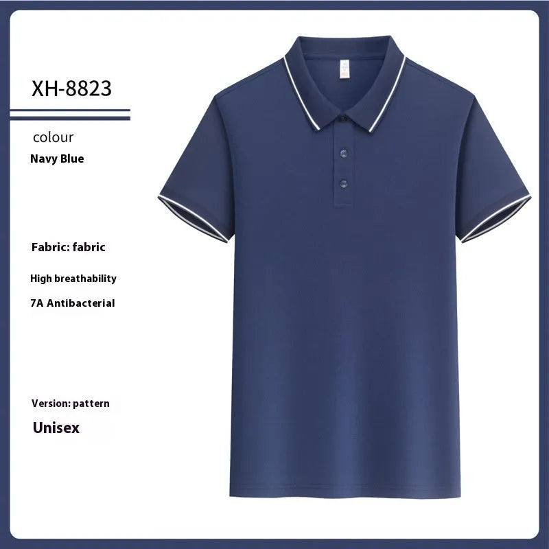 Antibacterial ice-sensitive lapel polo shirt in slim fit with short sleeves available in multiple colours