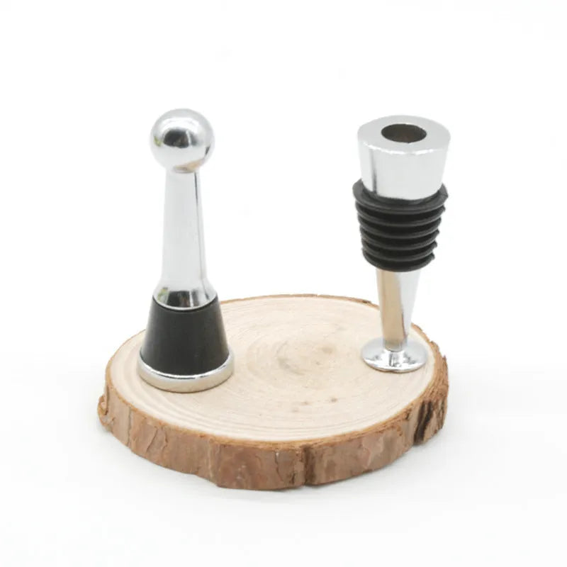 Silver zinc alloy wine bottle stopper with silicone base for M8 and M10 thread sizes