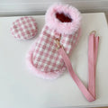 Pink cat costume set with cape featuring hand-holding rope and beret accessory