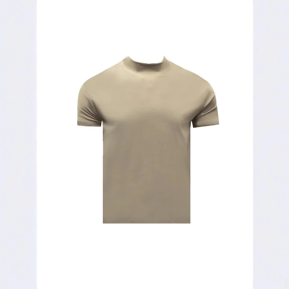 Men's cotton short sleeve pullover shirt in loose fit with drop-shoulder sleeves